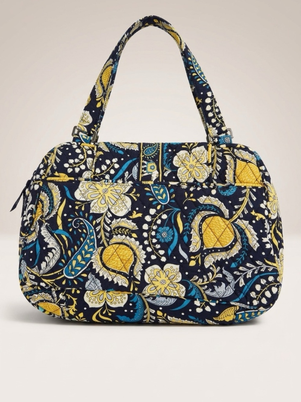 Vera Bradley Ellie Navy Yellow Teal Quilted Floral Shoulder Bag